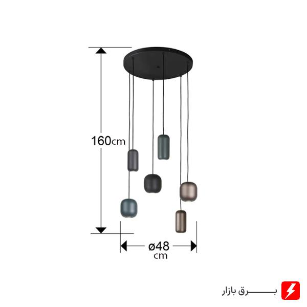 چراغ آویز شیشه ای 6 تایی 48 وات LED ستاره شمال مدل MD42