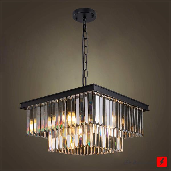 لوستر کریستالی نیرا نور مدل مربع دو لاین کاردی SWS-413