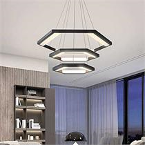 آویز خطی 7 ضلعی سیلا نور مدل آپولو 90×70×50 مشکی متالیک و طلایی