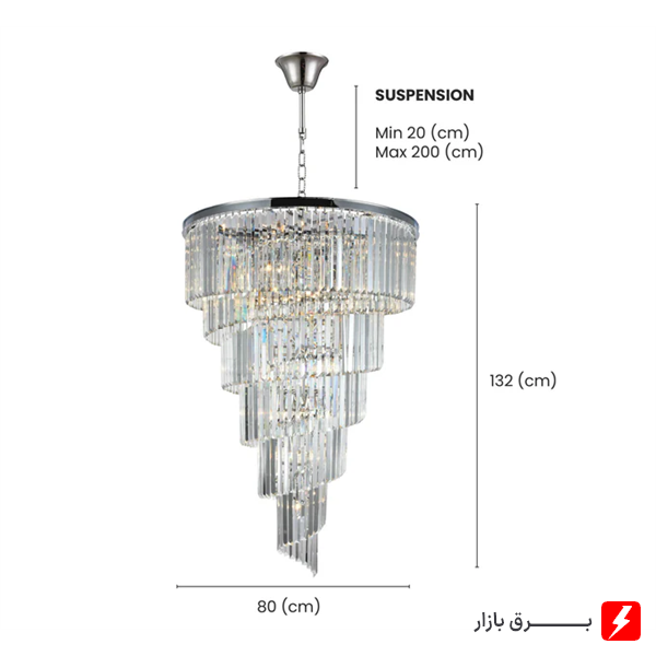 لوستر کریستالی اسپیرال کاردی نیرا نور مدل SPC-418