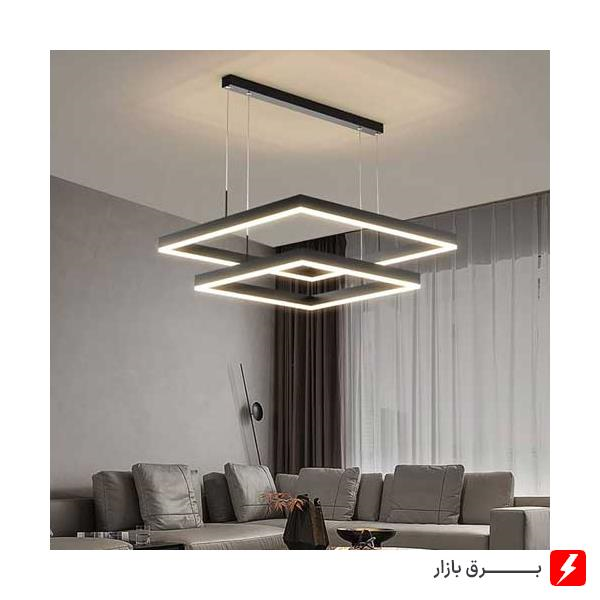 آویز-خطی-مربع-سیلا-نور-مدل-پیرامید-40×70-مشکی-متالیک-و-طلایی