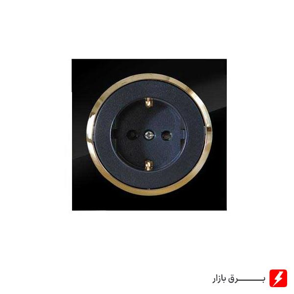 پریز-برق-ارت-آوا-پلکسی-مشکی-زه-طلایی-مکانیزم-قاب-زه