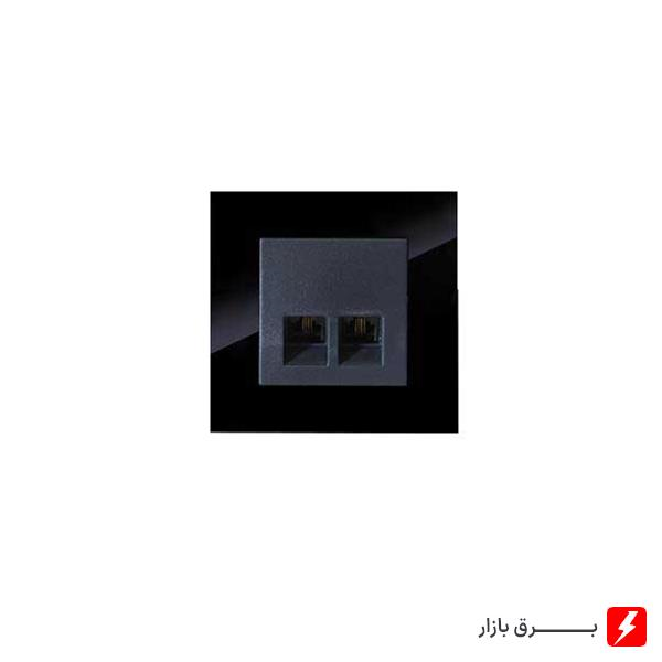 سوکت-تلفن-دوقلو-4-خط-آسا-پلکسی-مشکی-مکانیزم-قاب