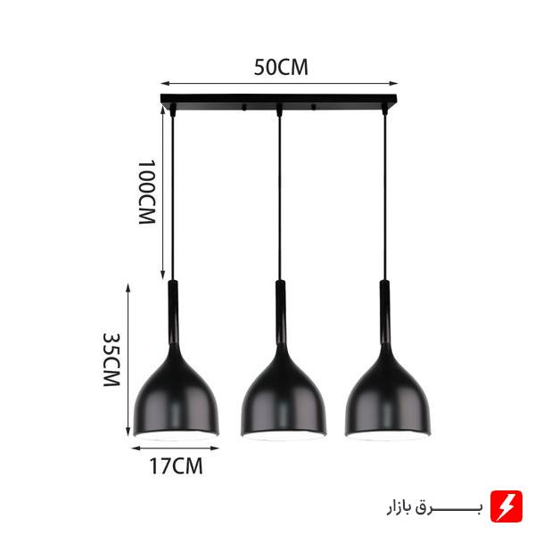 چراغ آویز 3xE27 ستاره شمال مدل J8 پایه مستطیل