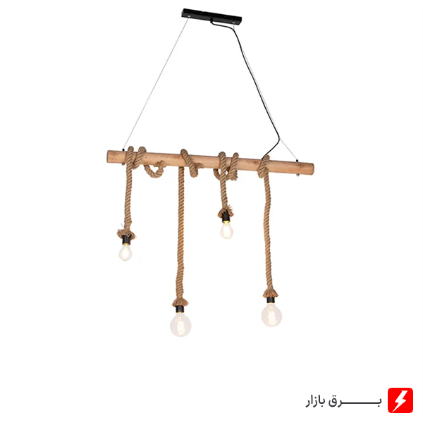 چراغ آویز آرتا مدل کنفی و چوبی کد 101ز