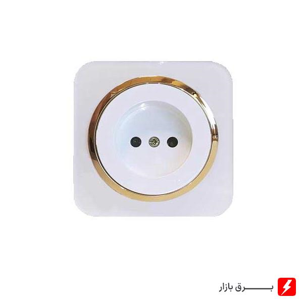 پریز-برق-آدا-پلکسی-سفید-زه-طلایی-مکانیزم-قاب-زه