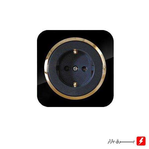 پریز-برق-ارت-دار-آدا-پلکسی-مشکی-زه-طلایی-مکانیزم-قاب-زه