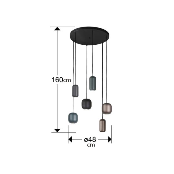 چراغ آویز شیشه ای 6 تایی 48 وات LED ستاره شمال مدل MD42