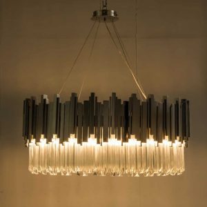 لوستر کریستالی نیرا نور مدل آیرون مستطیل خطی ISR-914