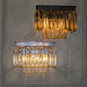 لوستر کریستالی نیرا نور مدل دیواری مربع کاردی SWSw-412