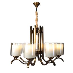 لوستر 8 شعله کاریکسی مدل L کوتاه برنجی