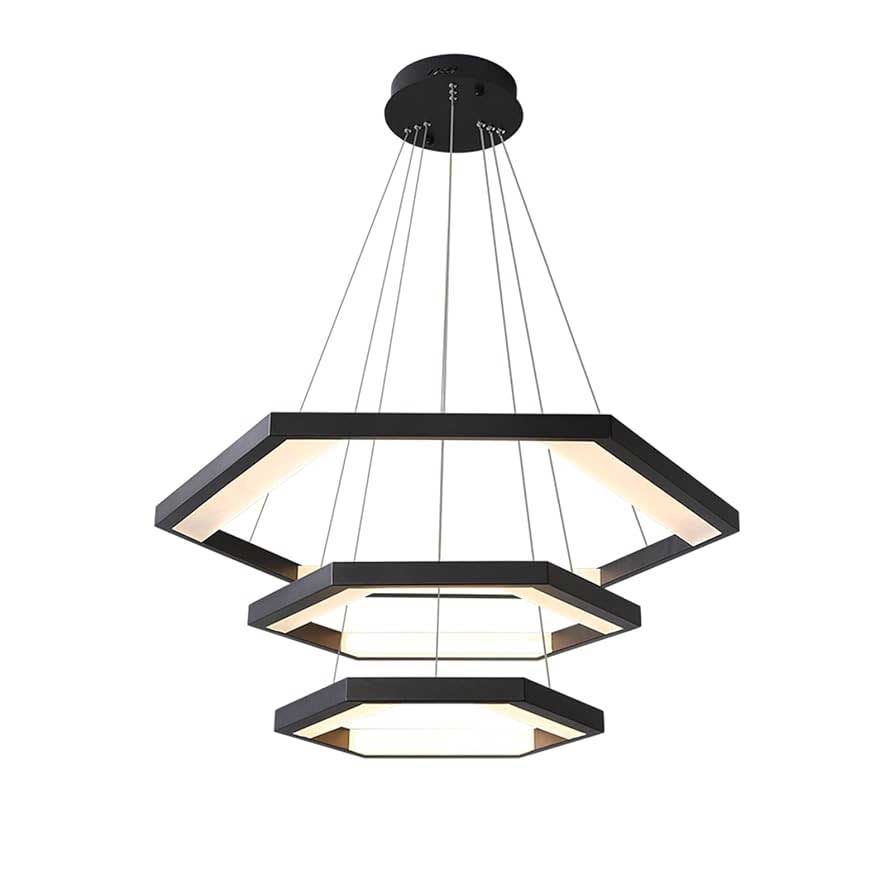 آویز خطی 7 ضلعی سیلا نور مدل آپولو 90×70×50 سفید و مشکی