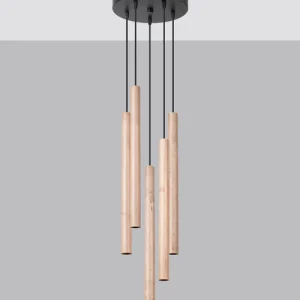 چراغ آویز چوبی 10 وات شعاع مدل 30 سانتی 10 شعله