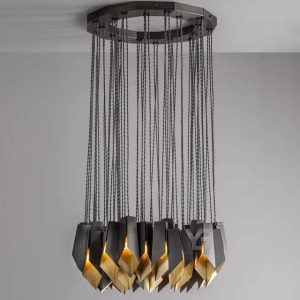 لوستر آویز فلزی نیرا نور مدل دایره دایانا 6 شعله