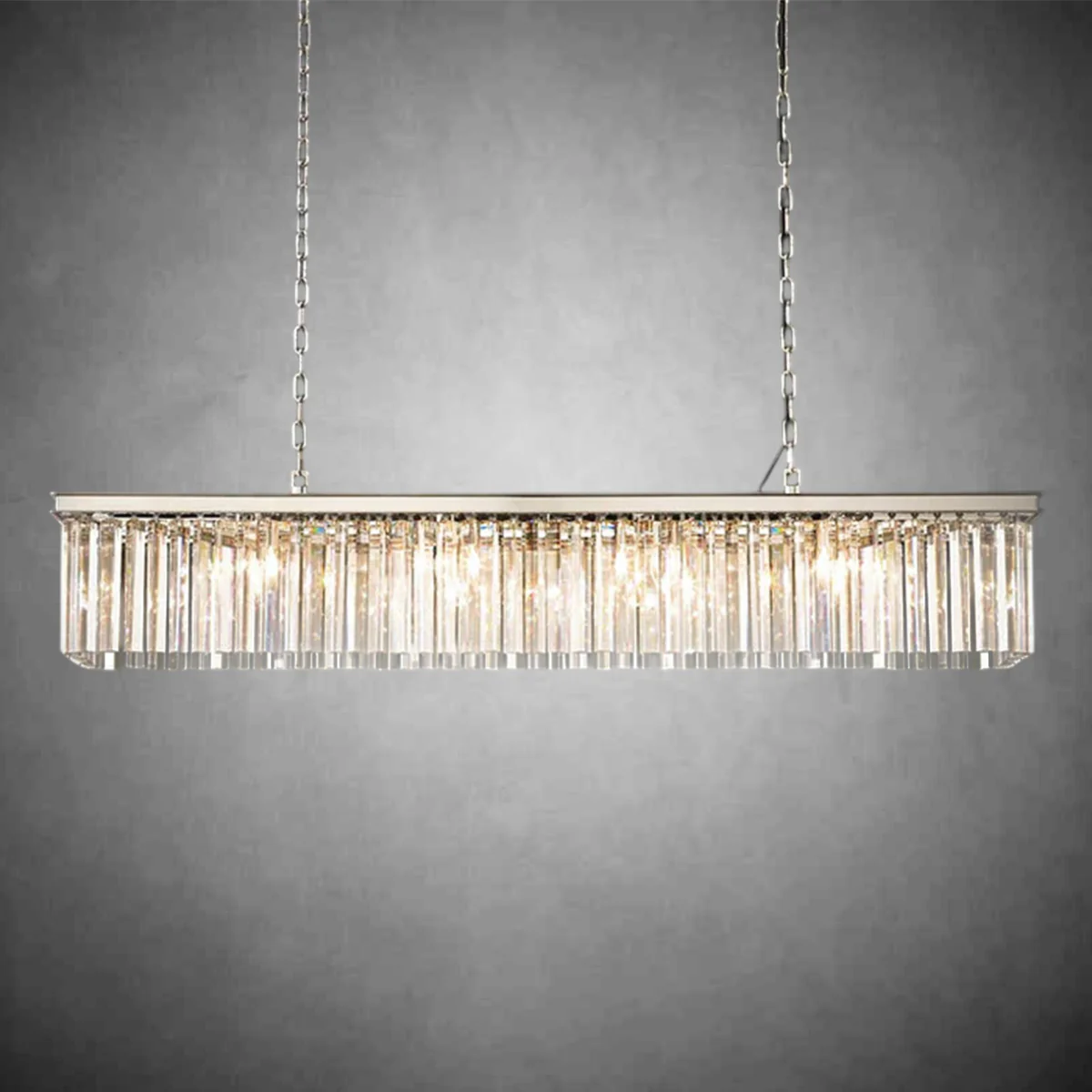 لوستر کریستالی مستطیل دو لاین یک طبقه مدل R-211