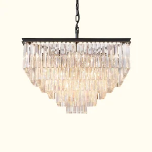 لوستر کریستالی نیرا نور مدل مربع طبقاتی کاردی SWS-213