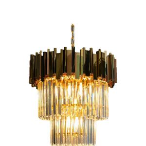 لوستر نیرا نور مدل آیرون گرد کریستال طبقاتی ISTC-934