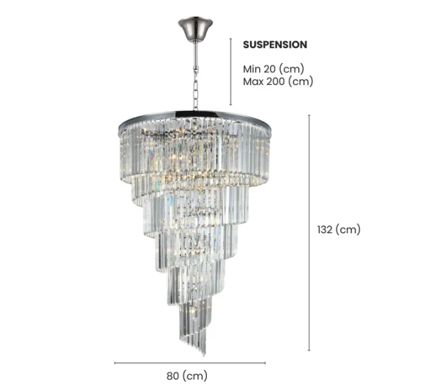 لوستر کریستالی اسپیرال کاردی نیرا نور مدل SPC-415