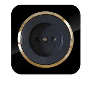 کلید و پریز آدا پلکسی مشکی زه طلایی دلند(مکانیزم+قاب+زه) / پریز برق