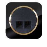 کلید و پریز آدا پلکسی مشکی زه طلایی دلند(مکانیزم+قاب+زه) / سوکت تلفن دوقلو