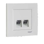 سوکت تلفن دوقلو(4 خط)/آسا پلاس(مکانیزم+قاب)