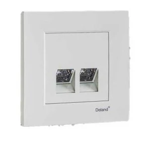 سوکت تلفن دوقلو(4 خط)/آسا پلاس(مکانیزم+قاب)