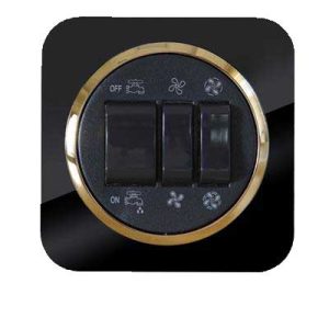 کلید و پریز آدا پلکسی مشکی زه طلایی دلند(مکانیزم+قاب+زه) / کلید کولر