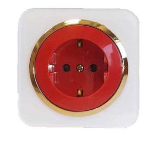 کلید و پریز آدا پلکسی سفید زه طلایی دلند (مکانیزم+قاب+زه) / پریز ارت UPS