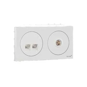 کلید و پریز آوا سفید دلند پلاس/آوا ، قاب دوخانه