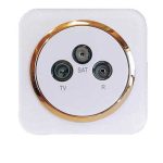 کلید و پریز آدا پلکسی سفید زه طلایی دلند (مکانیزم+قاب+زه) / فیش آنتن مرکزی