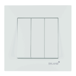 کلید و پریز آسا سفید دلند پلاس /کلید سه پل(مکانیزم+قاب)