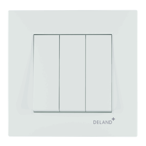 کلید و پریز آسا سفید دلند پلاس /کلید سه پل(مکانیزم+قاب)