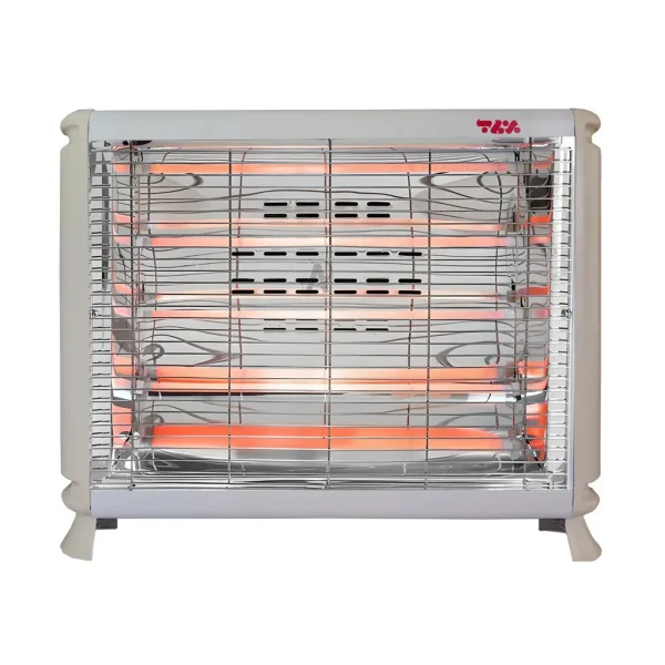 مشخصات محصول وزن 6 کیلوگرم ابعاد 69 × 26.7 × 56.5 سانتیمتر رنگ بدنه سفید/سفید, سفید/طوسی, سفید/قرمز توان گرمایشی (وات) 2800 ولتاژ ورودی (ولت) 220 جریان (آمپر) 13 نوع المنت کوارتز تعداد المنت 6 فرکانس (هرتز) 50 ترموستات ایمنی دارد قابلیت تنظیم دما دارد رده انرژی ++A ریموت کنترل ندارد فن دارد گارانتی 18 ماهه برفاب تایمر ندارد معرفی بررسی و معرفی بخاری برقی فن دار برفاب مدل QH-3000 بخاری برقی فن دار برفاب مدل QH-3000 مناسب گرمایش مسکونی، اداری و مغازه است. با توجه به ابعاد بزرگ و توان 2800 وات مساحت گستردهتری را گرم میکند. المنتهای بخاری 6 عدد و ساخته شده از شیشه هستند. 4 المنت در قسمت جلو و دو المنت در بالای بخاری است. المنتها با روش جابهجایی-تابشی محیط را گرم میکنند. برفاب، این محصول را کاملاً استاندارد طراحی کرده است و در نتیجه مصرف برق آن بهینه است. فن به کار رفته در بخاری برفاب، با جابهجایی گرمای ایجاد شده در المنتها، باعث گرمایش همگن محیط میشود. در قسمت پشت المنتها، صفحه استنلس استیلی نصب شده است، تا گرما به صورت یکنواخت و بهتر در محیط پخش شود. ترموستات ایمنی بخاری، تنظیم دما را امکان پذیر میکند. همچنین در قسمت کنار، 4 دکمه دو حالته تعبیه شده است، دکمه اول برای روشن و خاموش کردن فن و 3 دکمه دیگر برای روشن و خاموش کردن المنتهای بالا و جلوی بخاری هستند. با استفاده از پیچ تنظیم کنار آن کنترل دما المنت دیگر بخاری امکان پذیر است. حداکثر توان گرمایشی هیتر، 2800 وات و حداقل توان آن 600 وات است. بخاری برفاب در صورت واژگونی، ایمن است و دارای کلید قطع کن خودکار است. نکات ایمنی جهت استفاده از بخاری برقی فن دار در مسیر نصب هیتر از قرار دادن وسایل حساس به حرارت خودداری فرمایید. همزمان با هیتر از دیگر وسایل پر مصرف برقی استفاده نفرمایید. جهت افزایش طول عمر دستگاه، قبل از خاموش کردن برای چند ثانیه در حالت فن قرار دهید. بخاری را حتماً در سطح صاف، مستحکم و خشک قرار دهید. هیتر باید از دسترس کودکان و حیوانات خانگی دور باشد تا باعث سوختگی نشود. از قرار دادن بخاری در ورودی و خروجی درها باید خودداری کرد. به منظور جلوگیری از آسیب به سایر تجهیزات برقی، بخاری را مستقیم به پریز وصل نکنید و یک محافظ برق در مسیر آن استفاده کنید. از بخاری برقی برای پخت و پز استفاده نکنید. به منظور جلوگیری از آتش، وسایل اشتعال پذیر را در مسیر آن قرار ندهید.