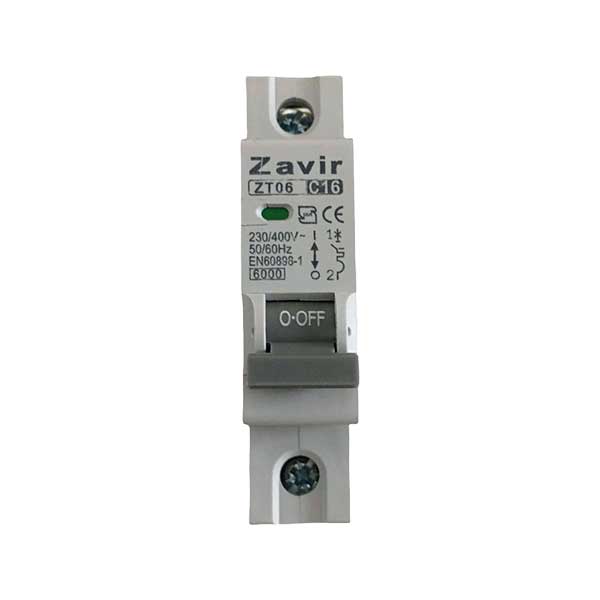 کلید مینیاتوری یک پل برند زاویر مدل MCB-1P+N / 20 آمپر