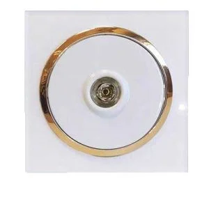 کلید پریز آوا پلکسی سفید زه طلائی / فیش بلندگو(مکانیزم +قاب+زه)