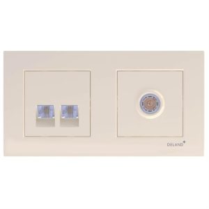 کلید و پریز آسا کرم دلند پلاس /قاب دو خانه