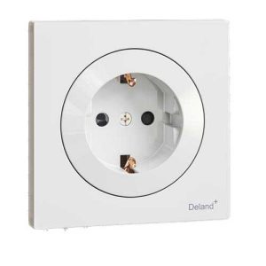 کلید و پریز آوا سفید دلند پلاس/آوا،پریز ارت محافظ دار