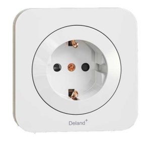 کلید و پریز آدا سفید دلند پلاس /آدا،پریز برق ارت(مکانیزم+قاب)