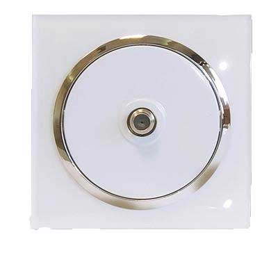 کلید و پریز آوا پلکسی سفید زه نقره ای/فیش آنتن ماهواره(مکانیزم+قاب+زه نقره ای)