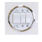 کلید و پریز آوا پلکسی سفید زه نقره ای/کلید کولر(مکانیزم+قاب+زه نقره ای)