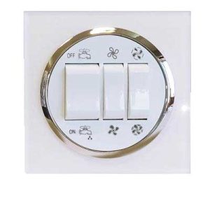 کلید و پریز آوا پلکسی سفید زه نقره ای/کلید کولر(مکانیزم+قاب+زه نقره ای)