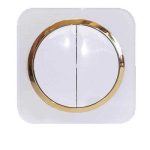 کلید و پریز آدا پلکسی سفید زه طلایی دلند (مکانیزم+قاب+زه) / کلید دو پل