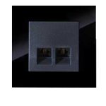 کلید و پریز مدل آسا پلکسی مشکی برند دلند(مکانیزم +قاب ) / سوکت تلفن دوقلو(4خط)