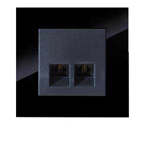 کلید و پریز مدل آسا پلکسی مشکی برند دلند(مکانیزم +قاب ) / سوکت تلفن دوقلو(4خط)