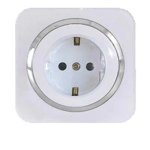 کلید و پریز آدا پلکسی سفید زه نقره ای دلند(مکانیزم+قاب+زه) / پریز برق ارت