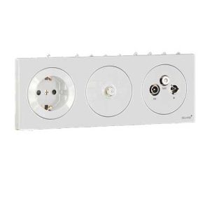 کلید و پریز آوا سفید دلند پلاس/آوا،قاب سه خانه