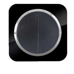 کلید و پریز آدا پلکسی مشکی زه نقره ای دلند(مکانیزم+قاب+زه)/کلید دو پل