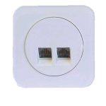 کلید و پریز آدا پلکسی سفید دلند پلاس /سوکت تلفن دوقلو 4خط(مکانیزم+قاب)