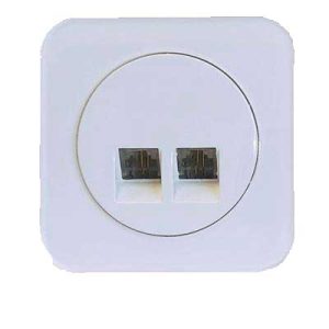 کلید و پریز آدا پلکسی سفید دلند پلاس /سوکت تلفن دوقلو 4خط(مکانیزم+قاب)