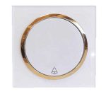 کلید پریز آوا پلکسی سفید زه طلائی / شاسی زنگ(مکانیزم +قاب+زه)